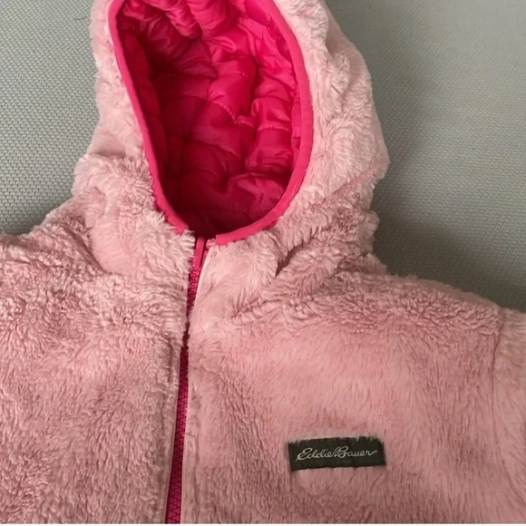 Eddie Bauer Girl's Reversible Pink and Purple Ombre Puffer Jacket Medium 10-12 - Picture 7 of 11